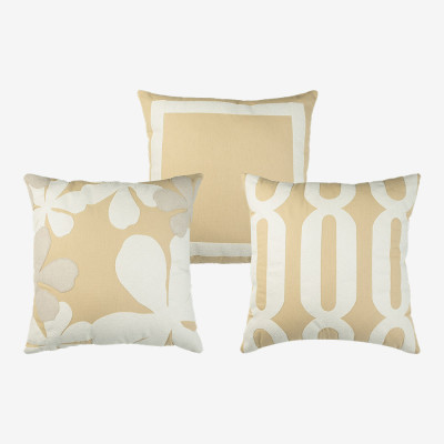 21819 - 2271 - Trio Promocional Flora - Bege | Marfim - 45x45 cm Capa (sem enchimento)